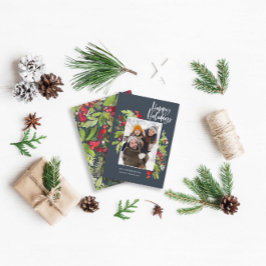 Blaues Weihnachtsgrün, traditionell 1 Foto Feiertagskarte