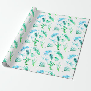 Blaues Weihnachtskiefer Botanisches Wrapping Paper Geschenkpapier