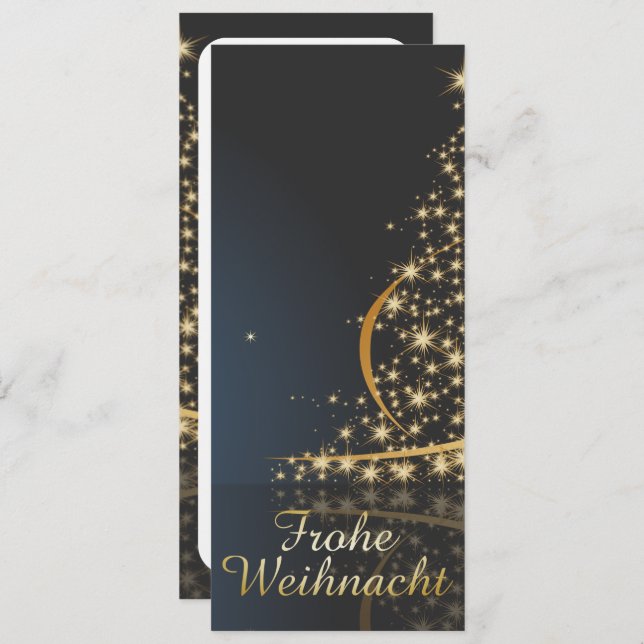 Blaues Weihnachtsmotiv mit goldenem Weihnachtsbaum (Vorne/Hinten)