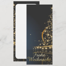 Blaues Weihnachtsmotiv mit goldenem Weihnachtsbaum