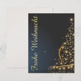 Blaues Weihnachtsmotiv mit goldenem Weihnachtsbaum Einladung