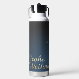 Blaues Weihnachtsmotiv mit goldenem Weihnachtsbaum Trinkflasche