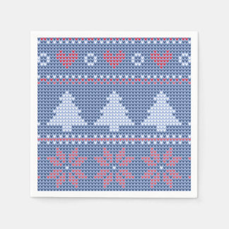 Blaues Weihnachtsstrickmotiv Serviette