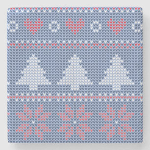 Blaues Weihnachtsstrickmotiv Steinuntersetzer