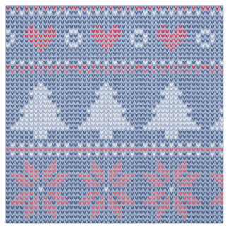 Blaues Weihnachtsstrickmotiv Stoff