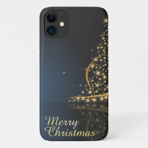 Blaues Weihnachtsthema mit goldenem Weihnachtsbaum Case-Mate iPhone Hülle