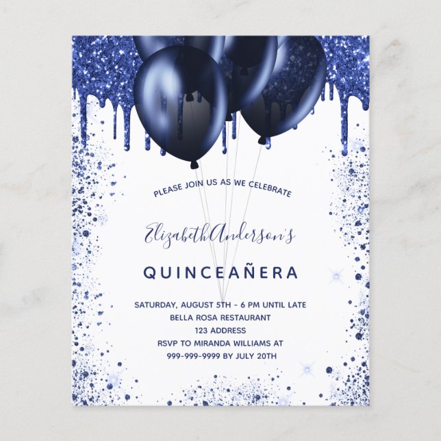 Blaues Weiß-Budget für die Quinceanera-Marine Flyer (Vorne)