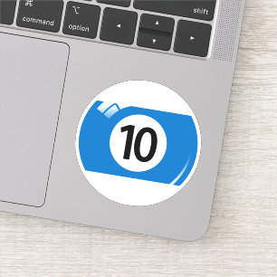 Blaues Weiß der Pool-/Billardkugelzahl zehn (10) Aufkleber