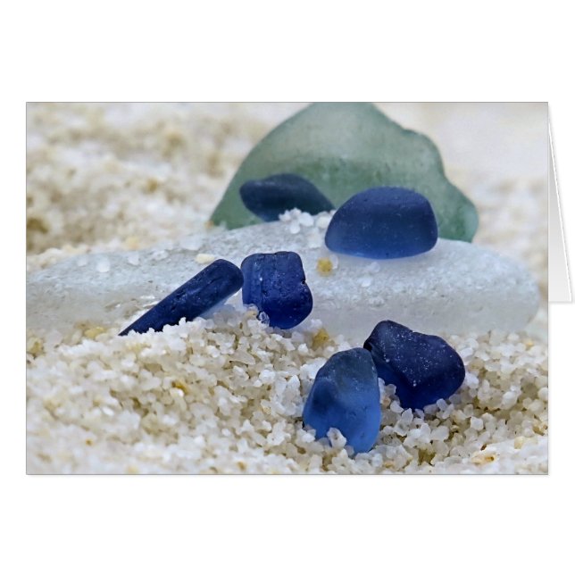 Blaues Weiß und Aqua-Meerglas (Vorderseite (Horizontal))