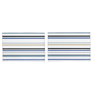 Blaues Weiß und goldene Streifen an der Küste Pill Kissenbezug