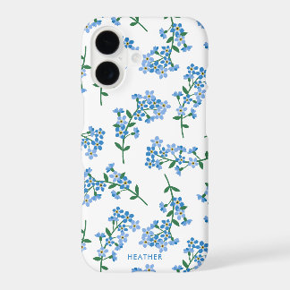 Blaues Weiß vergisst mich nicht Blumenmuster