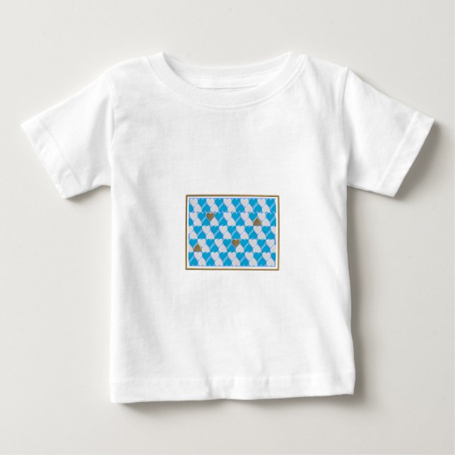 Blaues, weißes bayerisches Muster. Baby T-shirt (Vorderseite)