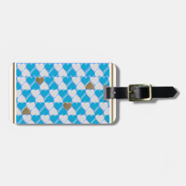 Blaues, weißes bayerisches Muster. Gepäckanhänger