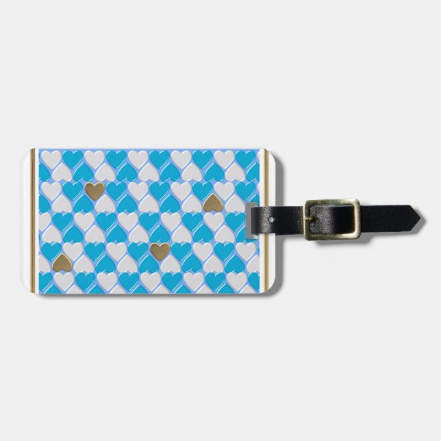 Blaues, weißes bayerisches Muster. Gepäckanhänger (Vorderseite horizontal)