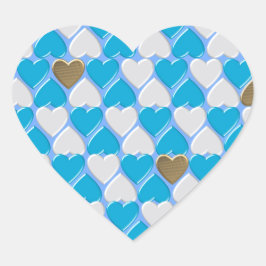 Blaues, weißes bayerisches Muster. Herz-Aufkleber