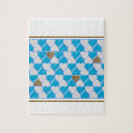 Blaues, weißes bayerisches Muster. Puzzle