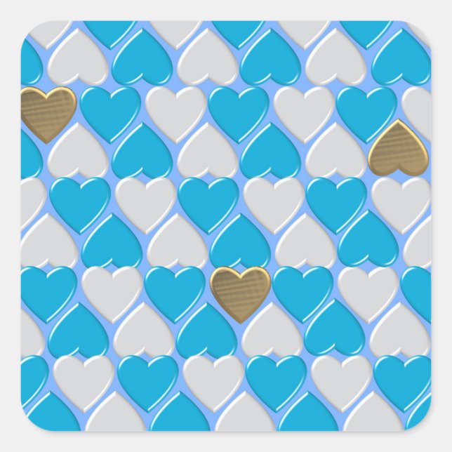 Blaues, weißes bayerisches Muster. Quadratischer Aufkleber (Vorderseite)