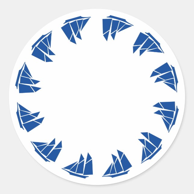 Blaues weißes Boot-Rahmen Blanken Küstenfavorit Runder Aufkleber (Vorderseite)