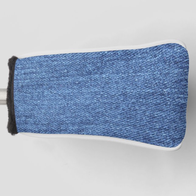 Blaues weißes Denim Textur-Bild Golf Headcover (Vorderseite)