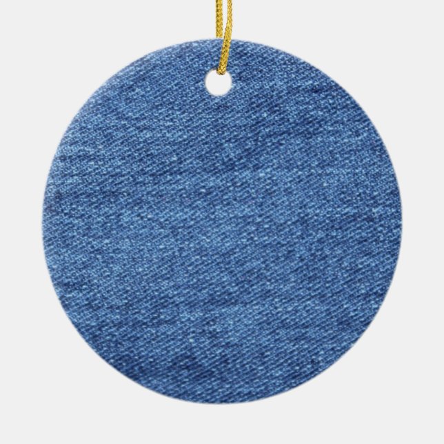 Blaues weißes Denim Textur-Bild Keramikornament (Vorne)