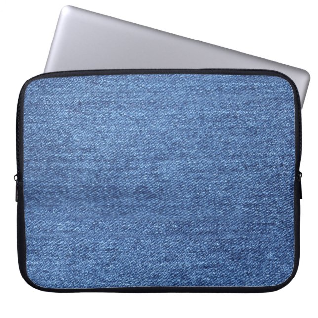 Blaues weißes Denim Textur-Bild Laptopschutzhülle (Vorderseite)