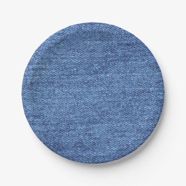 Blaues weißes Denim Textur-Bild Pappteller (Vorderseite)