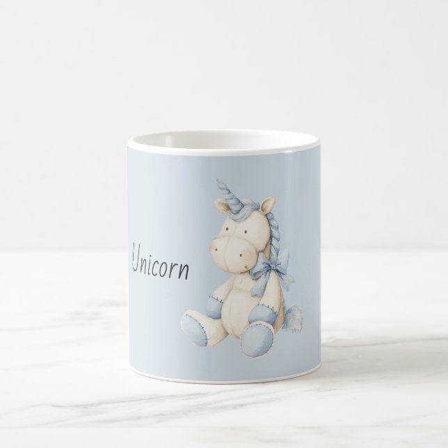 Blaues Weißes Einhorn Kaffeetasse (Mittel)