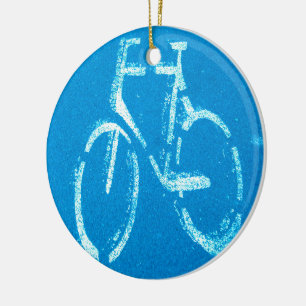 Blaues weißes Fahrrad Keramik Ornament