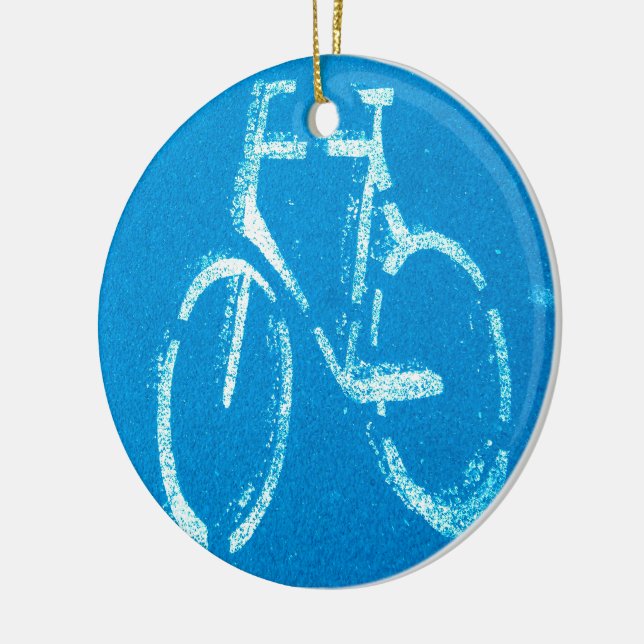 Blaues weißes Fahrrad Keramik Ornament (Links)