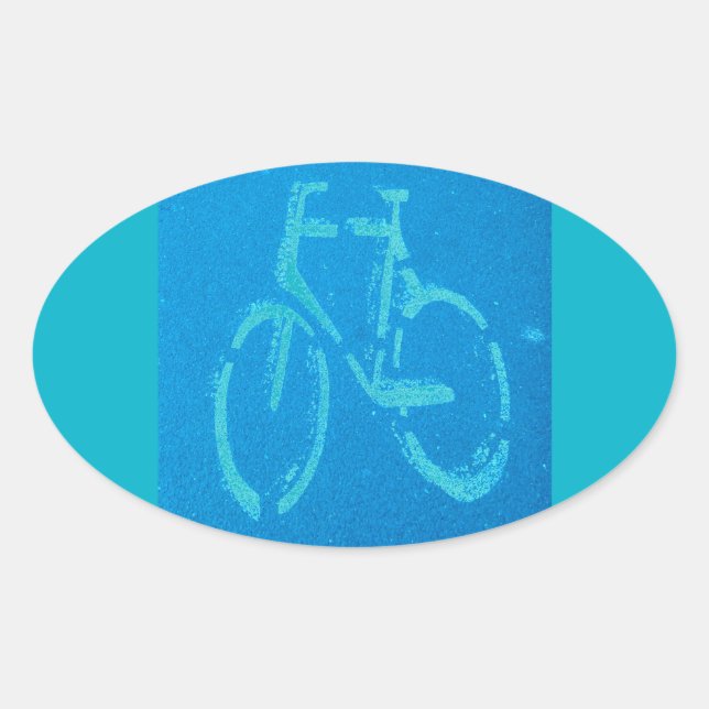 Blaues weißes Fahrrad Ovaler Aufkleber (Vorderseite)