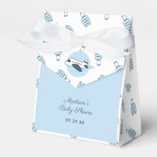 Blaues weißes Flugzeug + Gepäckmuster Babydusche Geschenkschachtel