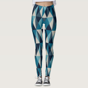 Blaues weißes geometrisches Muster Leggings