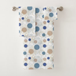 Blaues weißes goldenes Badezimmer Badhandtuch Set