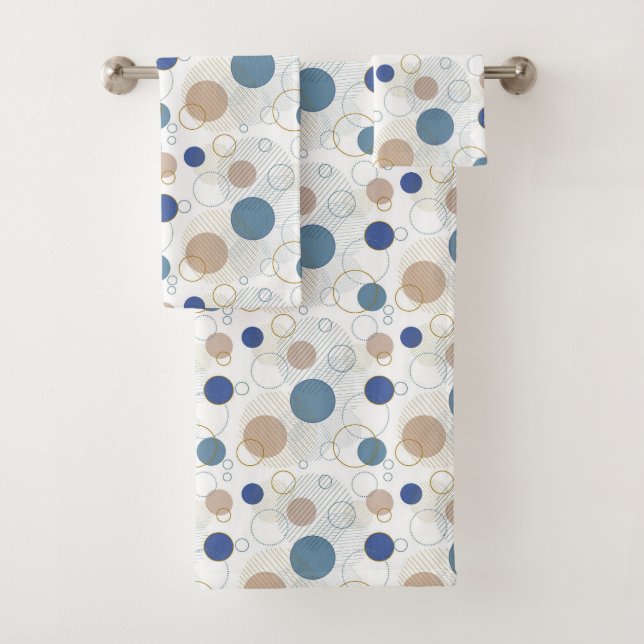 Blaues weißes goldenes Badezimmer Badhandtuch Set (Insitu)