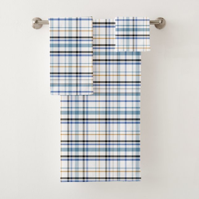 Blaues weißes goldenes Badezimmer Badhandtuch Set (Insitu)