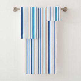 Blaues weißes goldenes Badezimmer Badhandtuch Set