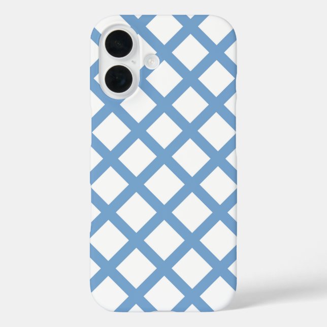 Blaues weißes Harlequin Diamant Strippmuster Case-Mate iPhone Hülle (Rückseite)