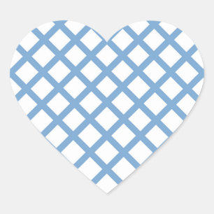 Blaues weißes Harlequin Diamant Strippmuster Herz-Aufkleber