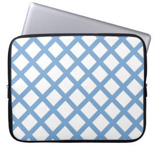 Blaues weißes Harlequin Diamant Strippmuster Laptopschutzhülle