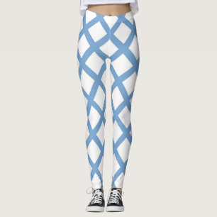 Blaues weißes Harlequin Diamant Strippmuster Leggings