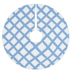 Blaues weißes Harlequin Diamant Strippmuster Polyester Weihnachtsbaumdecke