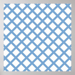 Blaues weißes Harlequin Diamant Strippmuster Poster