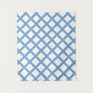 Blaues weißes Harlequin Diamant Strippmuster Wandteppich