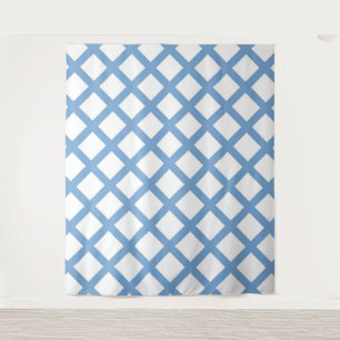 Blaues weißes Harlequin Diamant Strippmuster Wandteppich