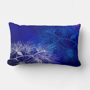 Blaues weißes Holiday Pine Throw Kissen