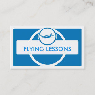 Blaues weißes kleines Flugzeug mit Visitenkarten Visitenkarte