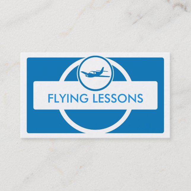 Blaues weißes kleines Flugzeug mit Visitenkarten Visitenkarte (Vorderseite)