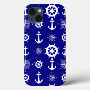 Blaues weißes Küstenschiff Case-Mate iPhone Hülle