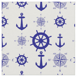 Blaues weißes Küstenschiff Stoff