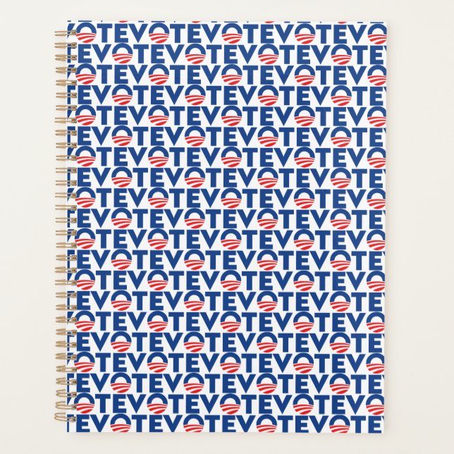 Blaues weißes Muster der Typografie Planer (Vorderseite)